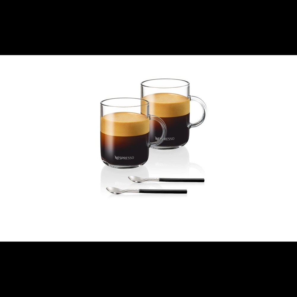 NIB: Nepsresso Vertuo glass mug set with spoons